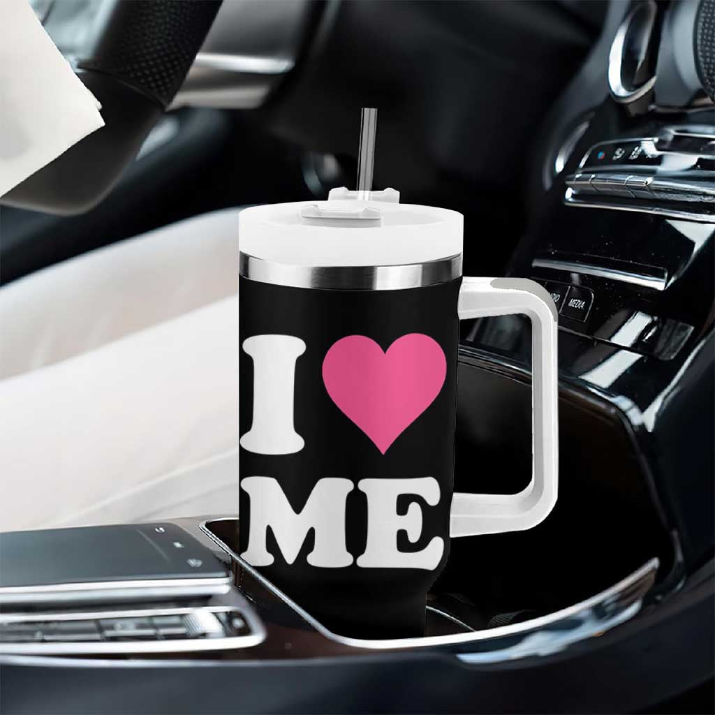 I Love Me Tumbler With Handle Funny Self Love Pink Heart Positive Vibes - Wonder Print Shop