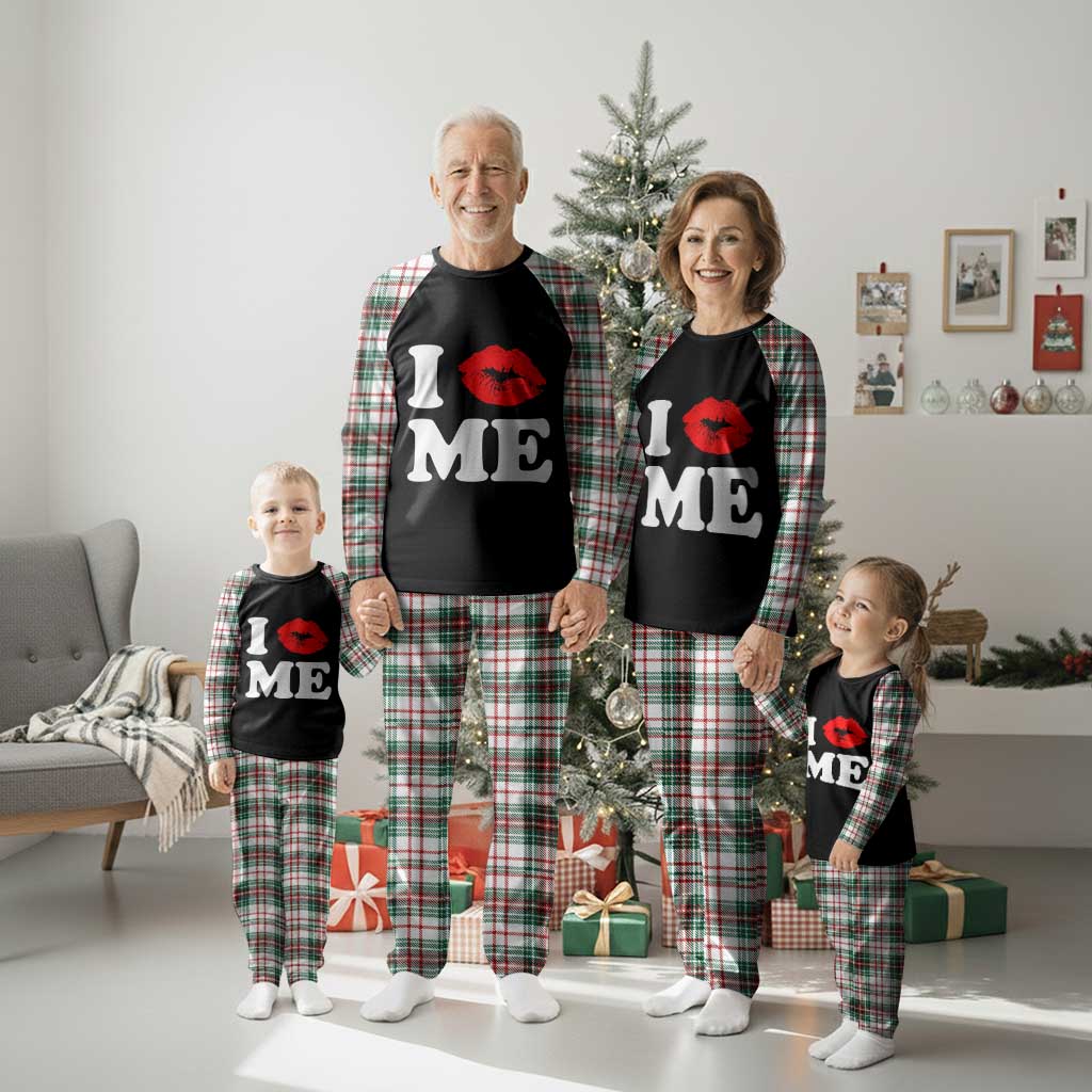 I Love ME Plaid Pajama Set Sexy Lips Red Lipstick Kiss Self Love - Wonder Print Shop