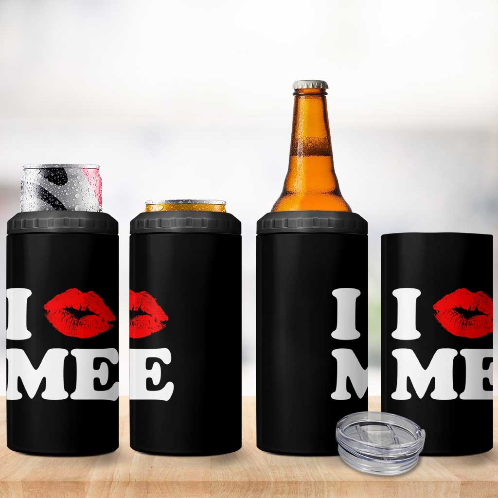 I Love ME 4 in 1 Can Cooler Tumbler Sexy Lips Red Lipstick Kiss Self Love - Wonder Print Shop