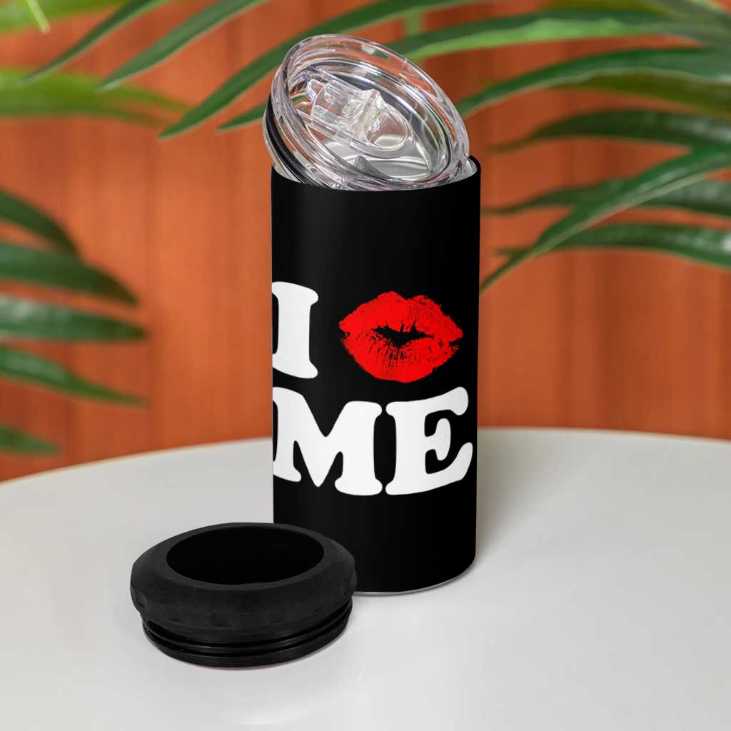 I Love ME 4 in 1 Can Cooler Tumbler Sexy Lips Red Lipstick Kiss Self Love - Wonder Print Shop