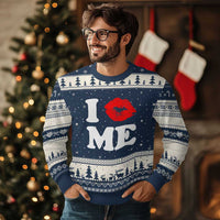 I Love ME Ugly Christmas Sweater Sexy Lips Red Lipstick Kiss Self Love - Wonder Print Shop