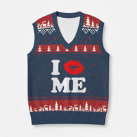 I Love ME V-Neck Knit Sweater Vest Sexy Lips Red Lipstick Kiss Self Love - Wonder Print Shop