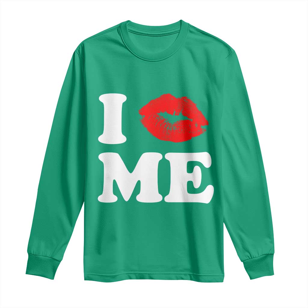 I Love ME Long Sleeve Shirt Sexy Lips Red Lipstick Kiss Self Love - Wonder Print Shop