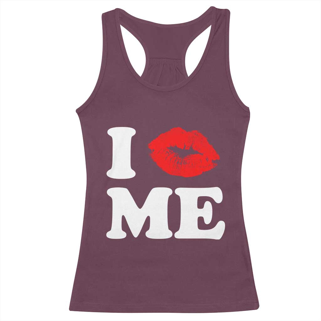 I Love ME Racerback Tank Top Sexy Lips Red Lipstick Kiss Self Love - Wonder Print Shop
