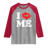I Love ME Raglan Shirt Sexy Lips Red Lipstick Kiss Self Love - Wonder Print Shop