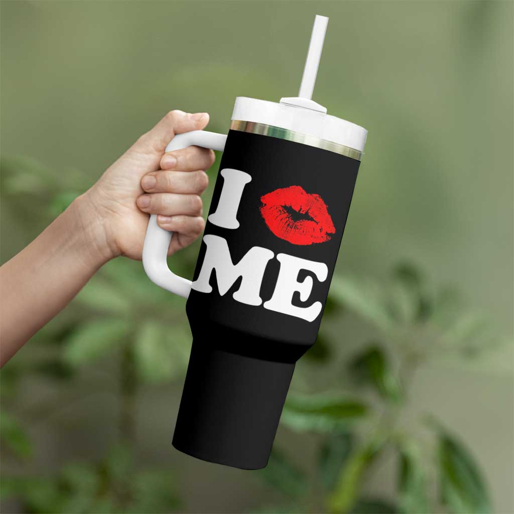 I Love ME Tumbler With Handle Sexy Lips Red Lipstick Kiss Self Love - Wonder Print Shop