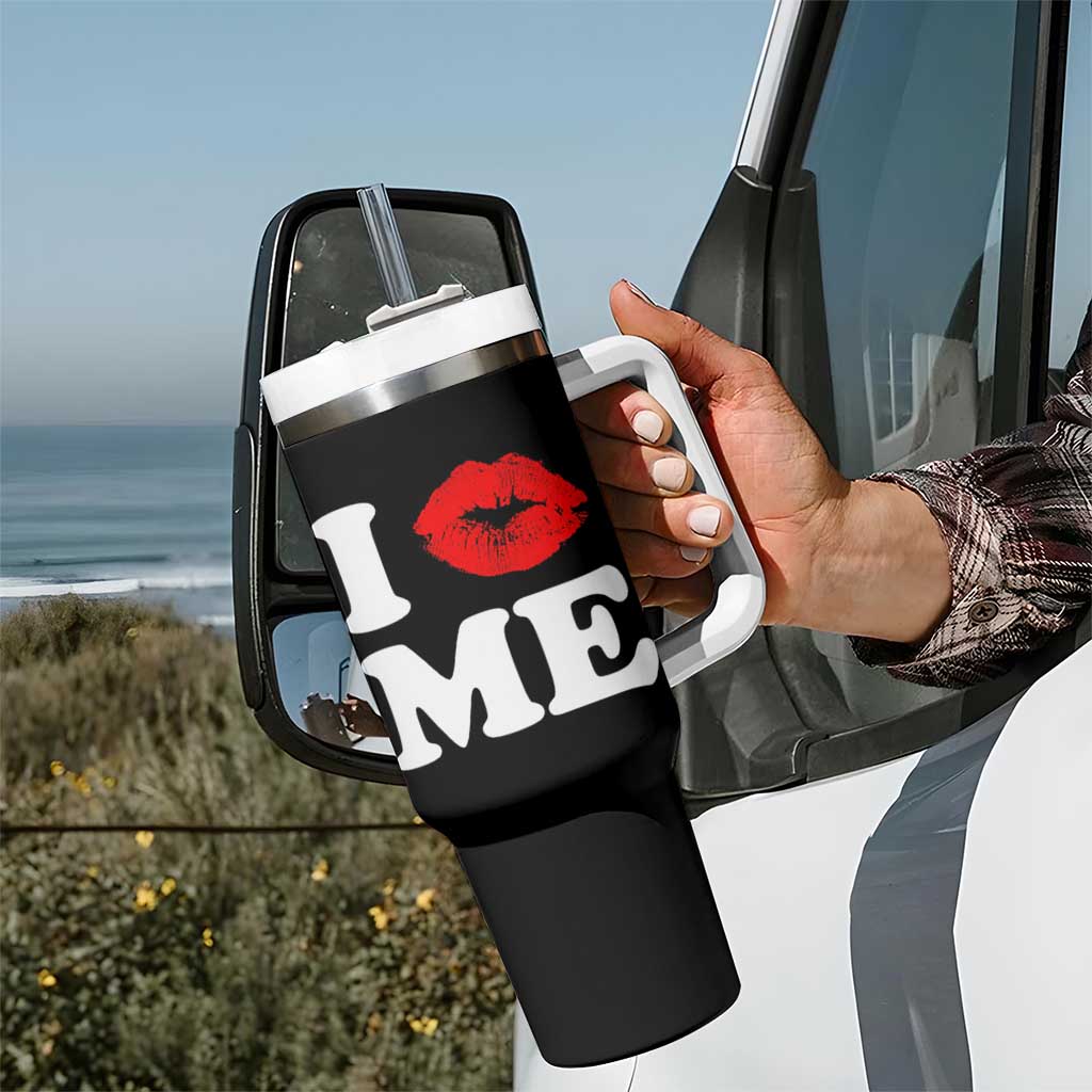 I Love ME Tumbler With Handle Sexy Lips Red Lipstick Kiss Self Love - Wonder Print Shop