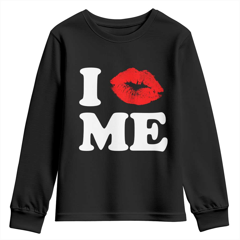 I Love ME Youth Sweatshirt Sexy Lips Red Lipstick Kiss Self Love - Wonder Print Shop