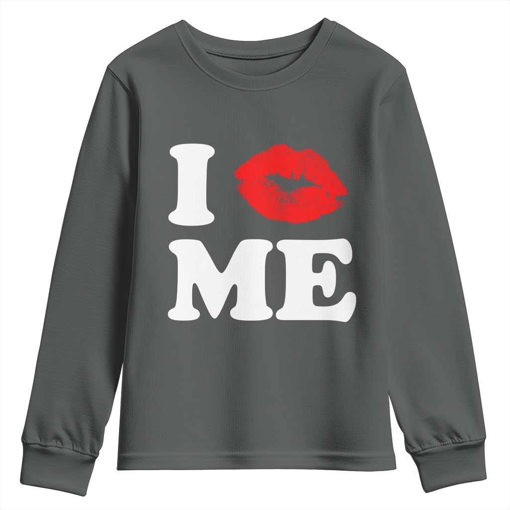 I Love ME Youth Sweatshirt Sexy Lips Red Lipstick Kiss Self Love - Wonder Print Shop