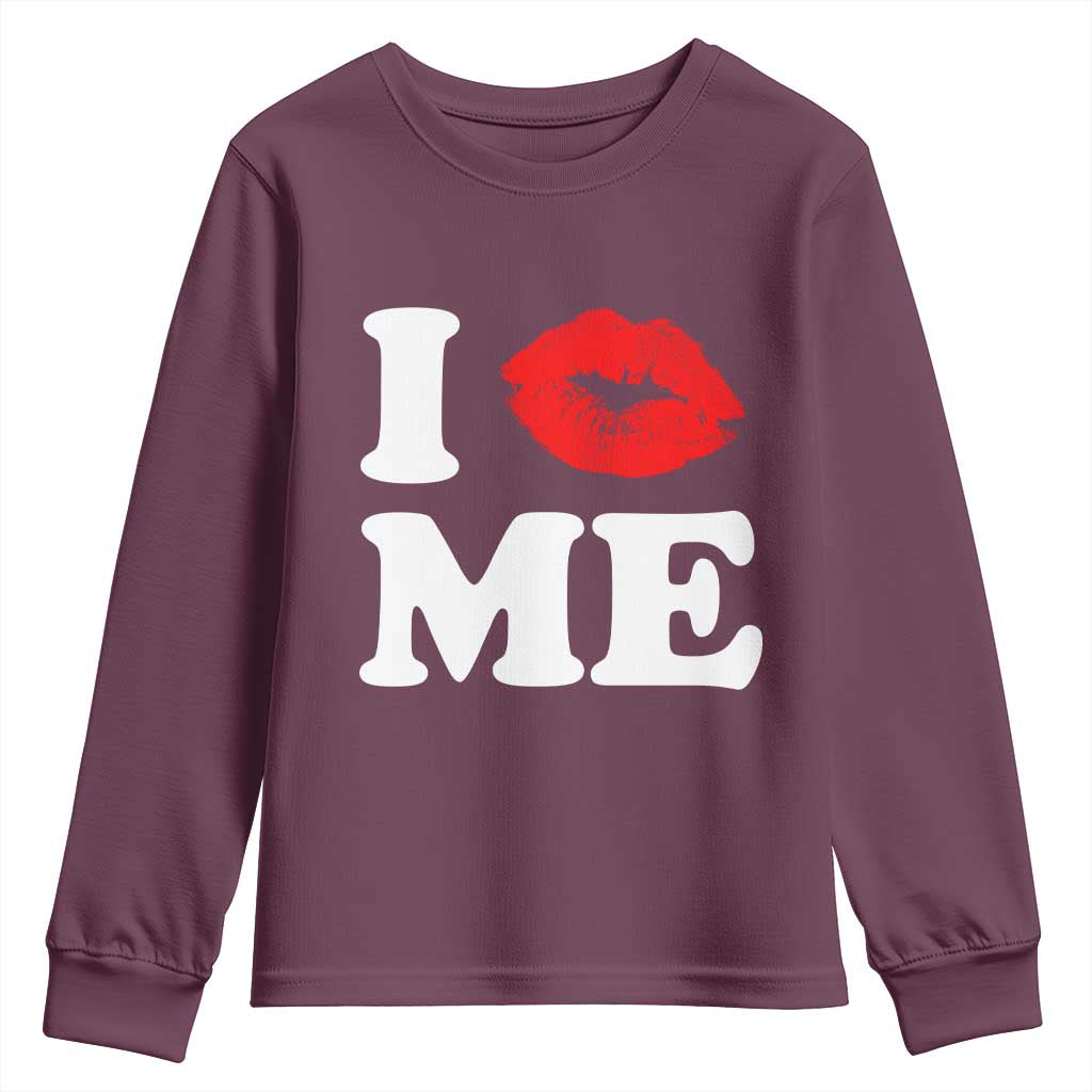 I Love ME Youth Sweatshirt Sexy Lips Red Lipstick Kiss Self Love - Wonder Print Shop