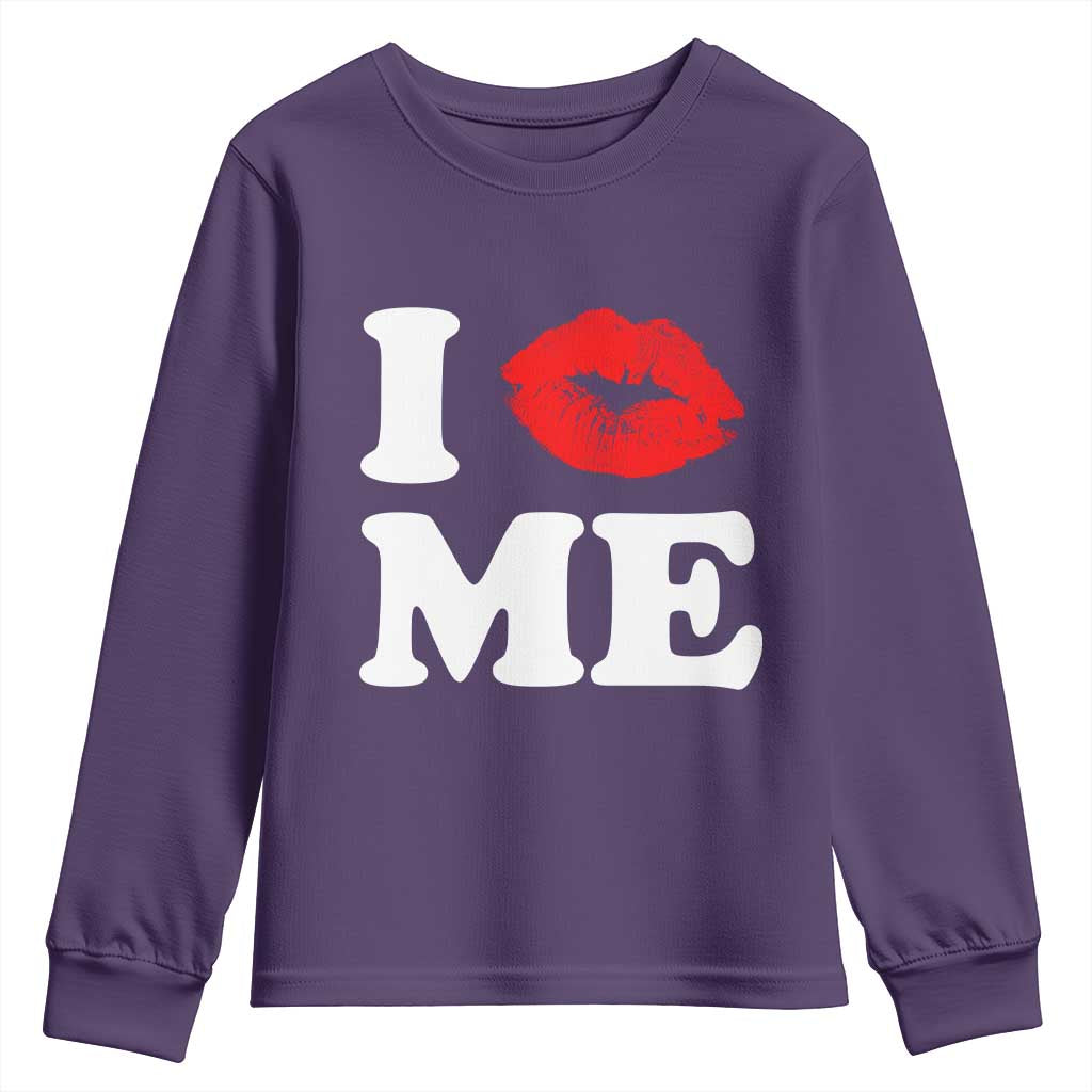 I Love ME Youth Sweatshirt Sexy Lips Red Lipstick Kiss Self Love - Wonder Print Shop