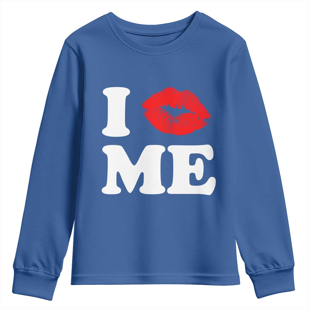 I Love ME Youth Sweatshirt Sexy Lips Red Lipstick Kiss Self Love - Wonder Print Shop