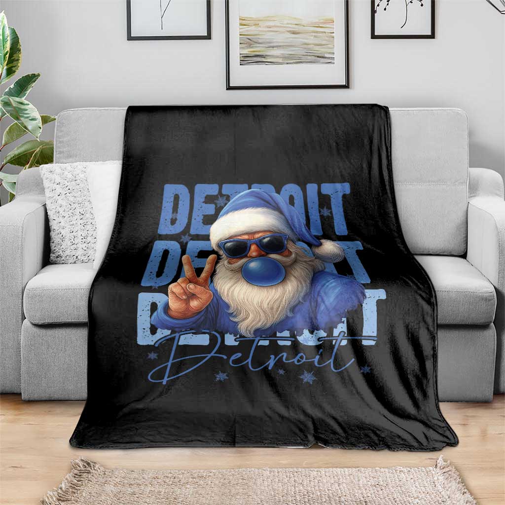 Detroit Football Christmas Throw Blanket Santa Retro Lions Fan - Wonder Print Shop