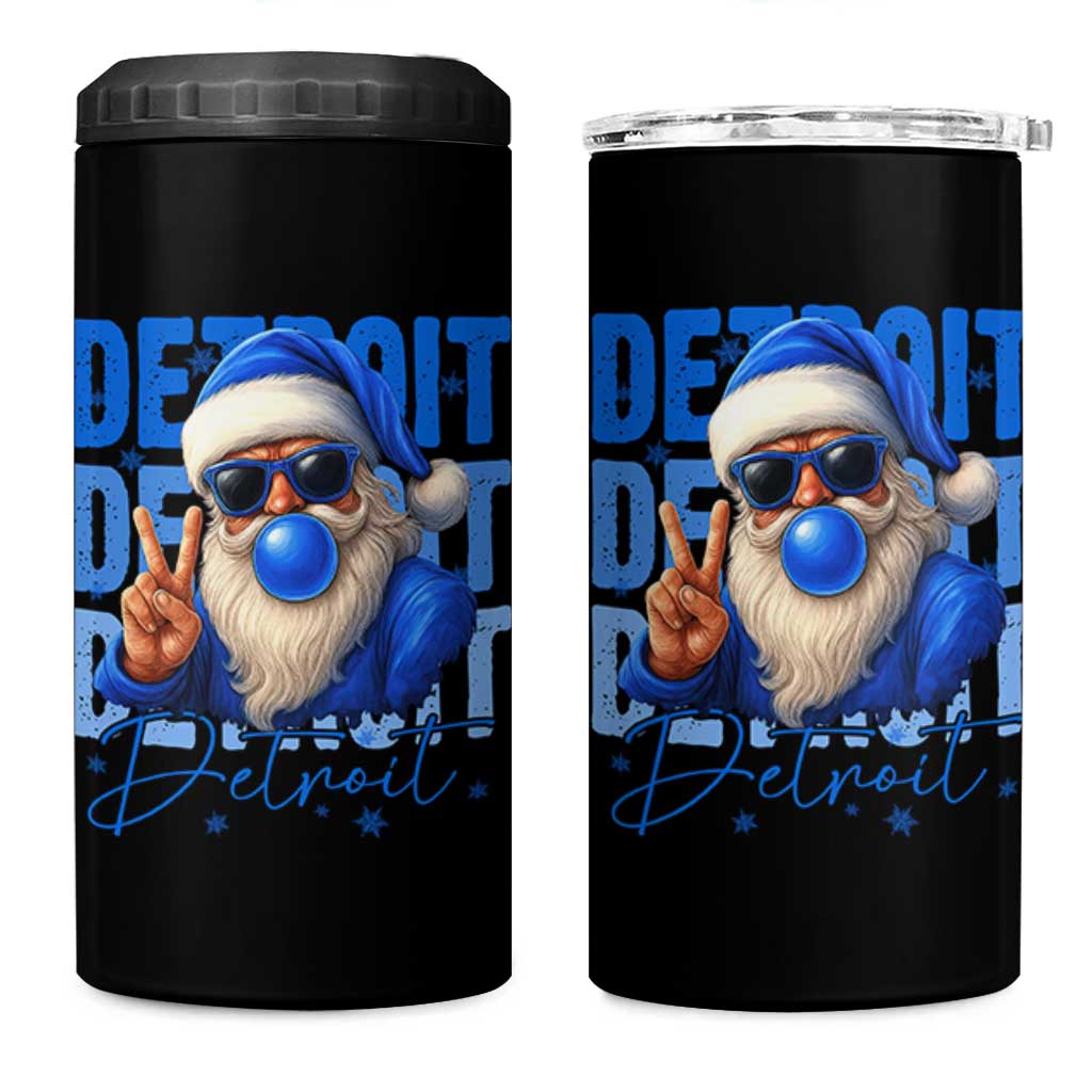 Detroit Football Christmas 4 in 1 Can Cooler Tumbler Santa Retro Lions Fan - Wonder Print Shop