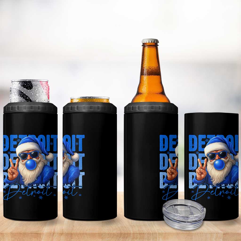 Detroit Football Christmas 4 in 1 Can Cooler Tumbler Santa Retro Lions Fan - Wonder Print Shop