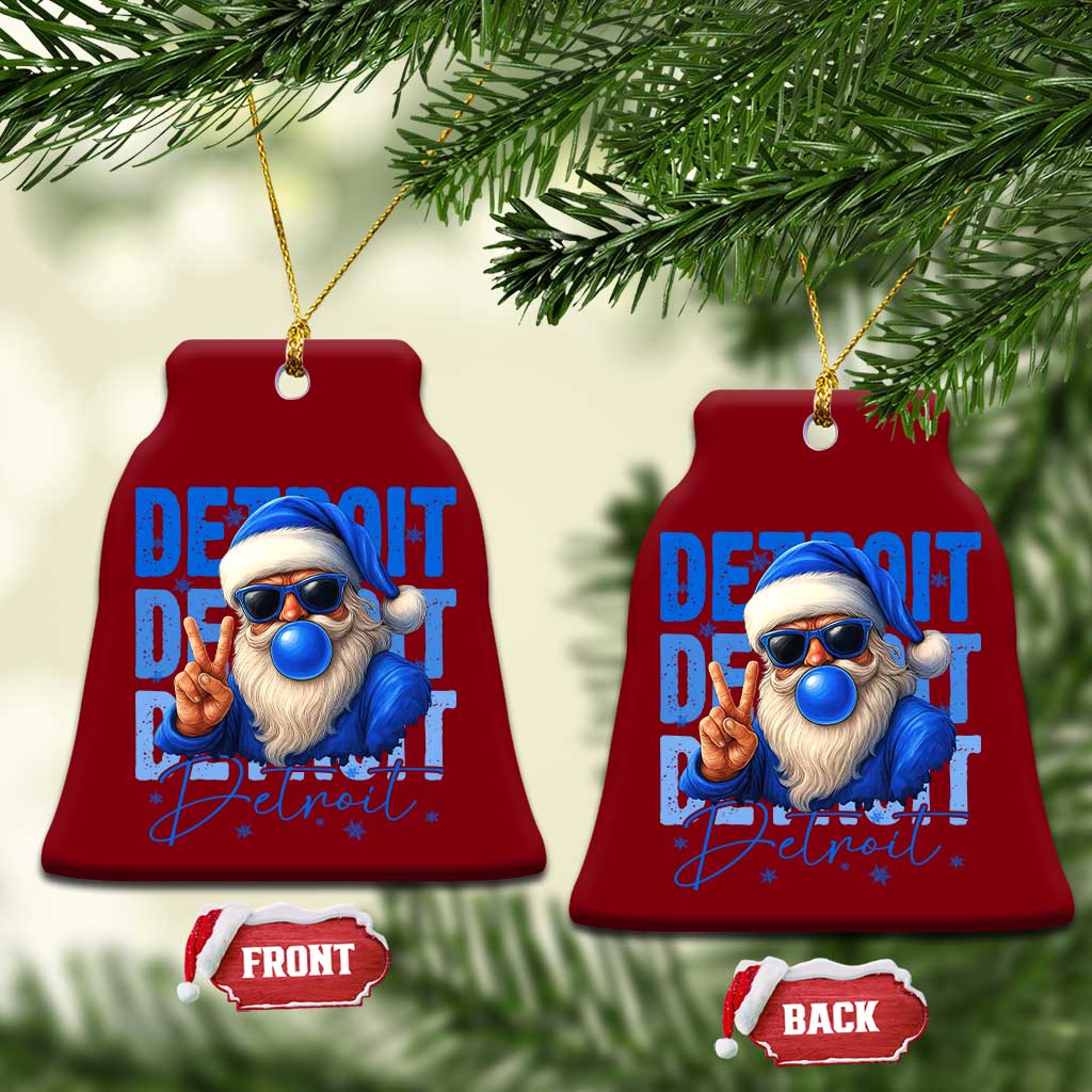Detroit Football Christmas Ceramic Ornament Santa Retro Lions Fan - Wonder Print Shop