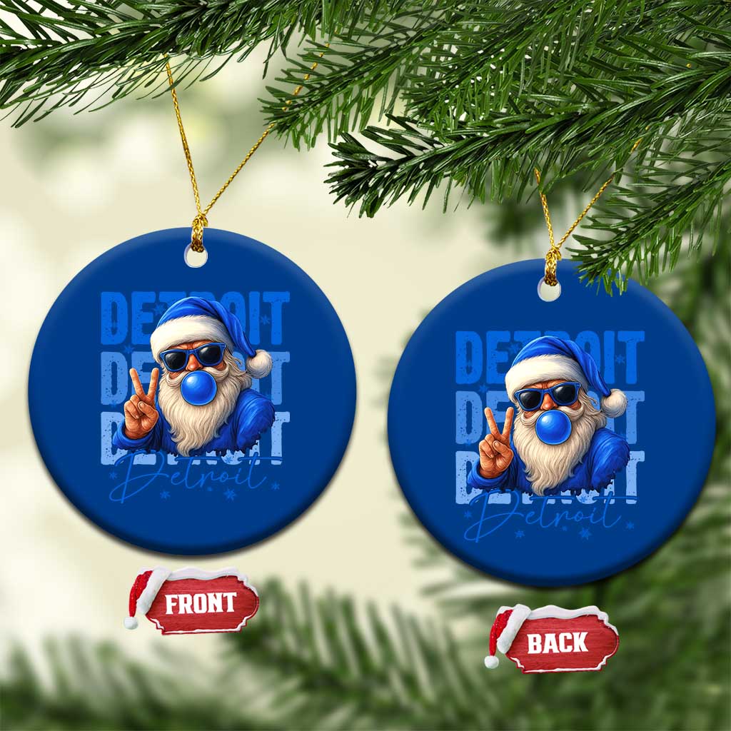 Detroit Football Christmas Ceramic Ornament Santa Retro Lions Fan - Wonder Print Shop