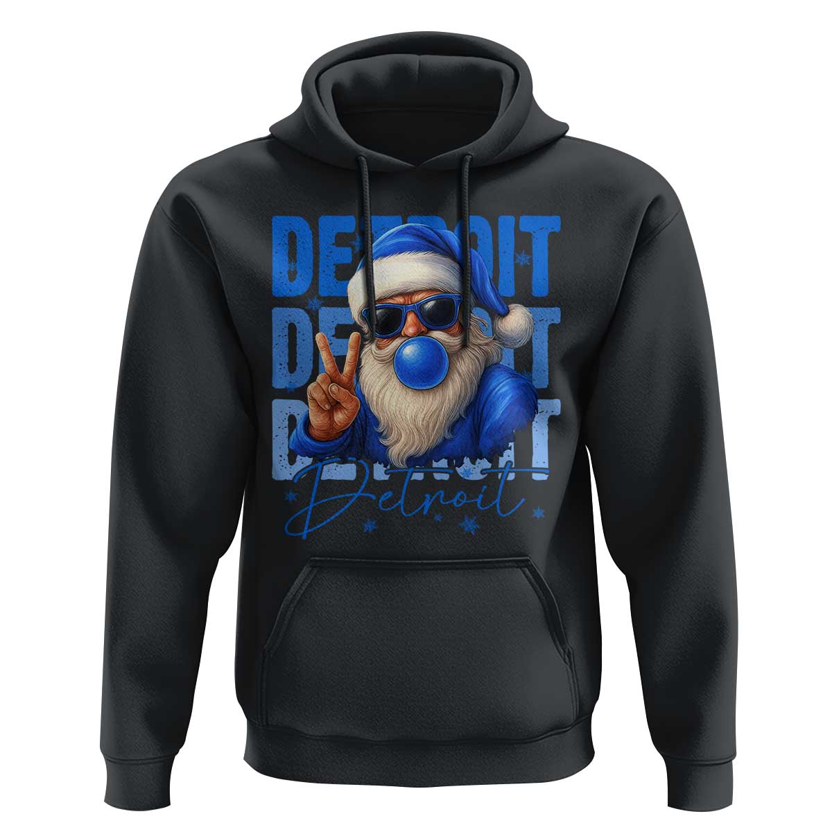 Detroit Football Christmas Hoodie Santa Retro Lions Fan - Wonder Print Shop