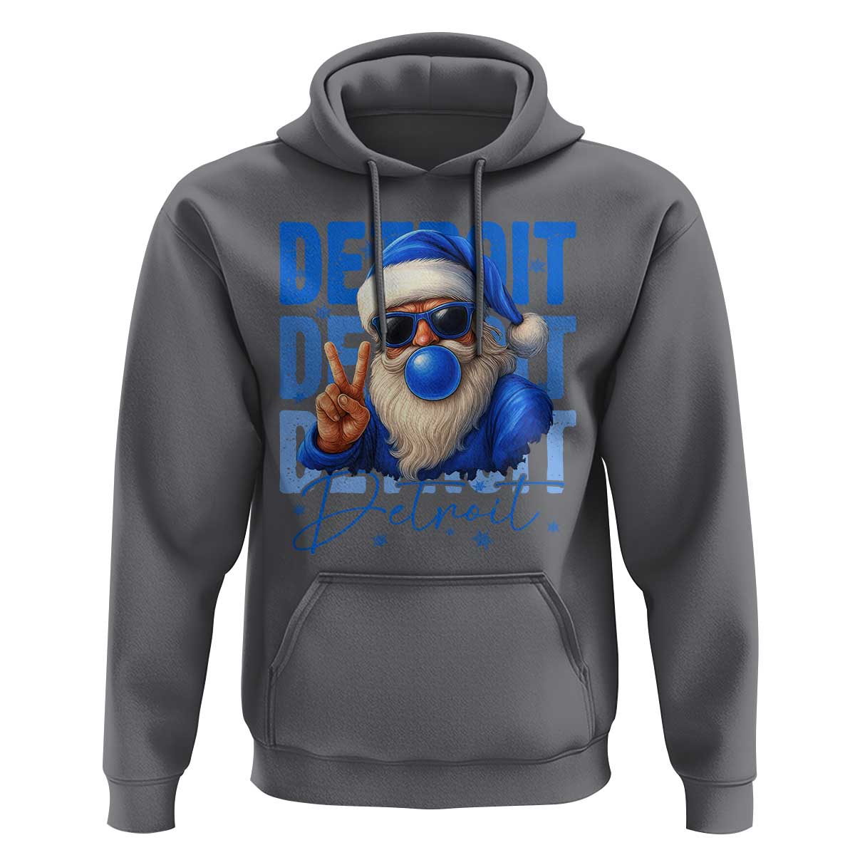 Detroit Football Christmas Hoodie Santa Retro Lions Fan - Wonder Print Shop
