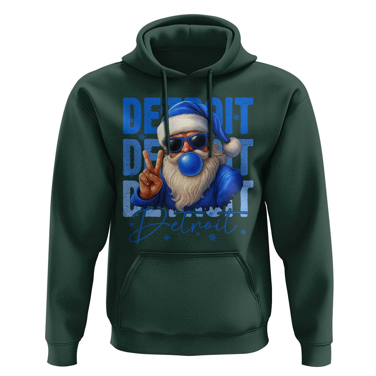 Detroit Football Christmas Hoodie Santa Retro Lions Fan - Wonder Print Shop