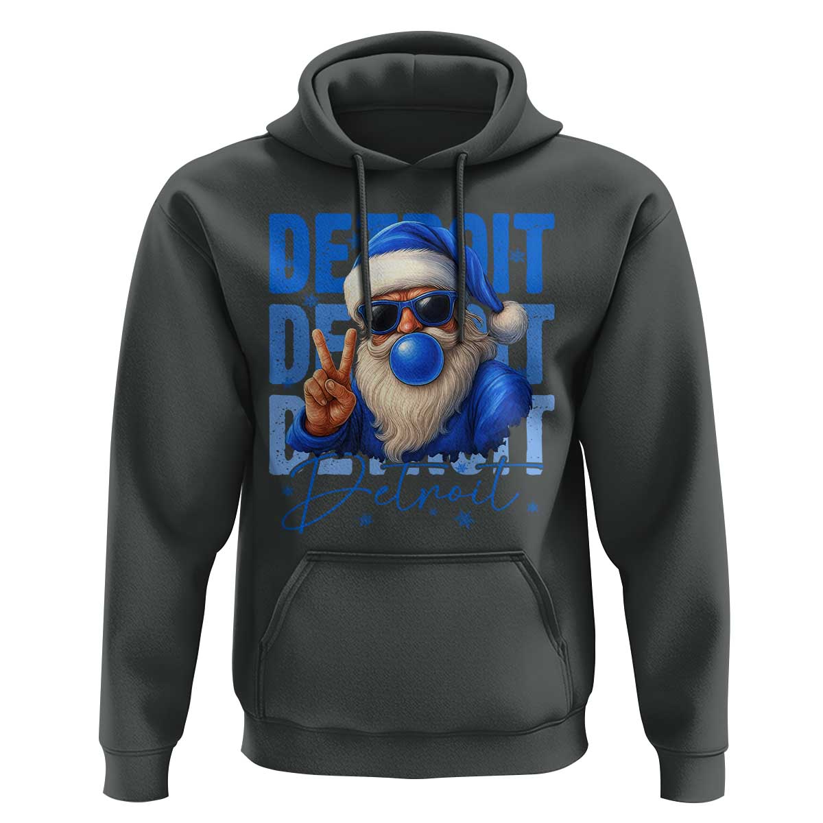 Detroit Football Christmas Hoodie Santa Retro Lions Fan - Wonder Print Shop
