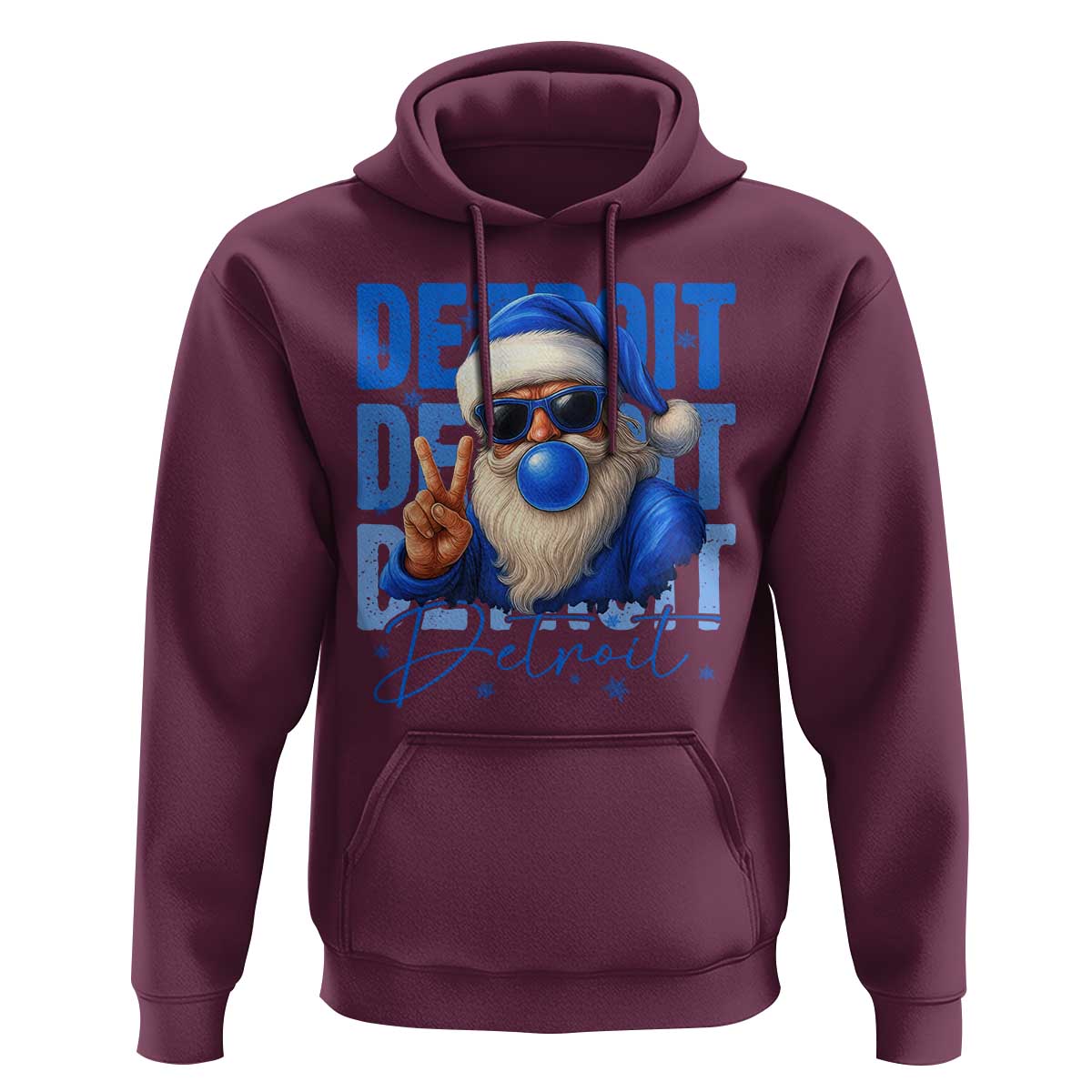 Detroit Football Christmas Hoodie Santa Retro Lions Fan - Wonder Print Shop