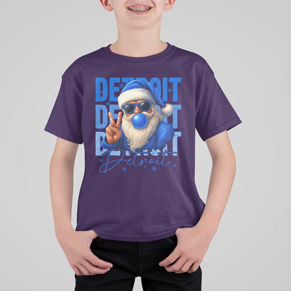 Detroit Football Christmas T Shirt For Kid Santa Retro Lions Fan - Wonder Print Shop