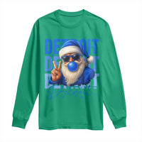 Detroit Football Christmas Long Sleeve Shirt Santa Retro Lions Fan - Wonder Print Shop