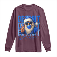 Detroit Football Christmas Long Sleeve Shirt Santa Retro Lions Fan - Wonder Print Shop