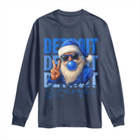 Detroit Football Christmas Long Sleeve Shirt Santa Retro Lions Fan - Wonder Print Shop