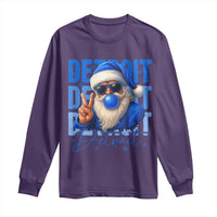 Detroit Football Christmas Long Sleeve Shirt Santa Retro Lions Fan - Wonder Print Shop