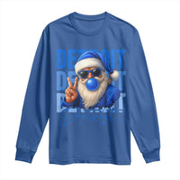 Detroit Football Christmas Long Sleeve Shirt Santa Retro Lions Fan - Wonder Print Shop