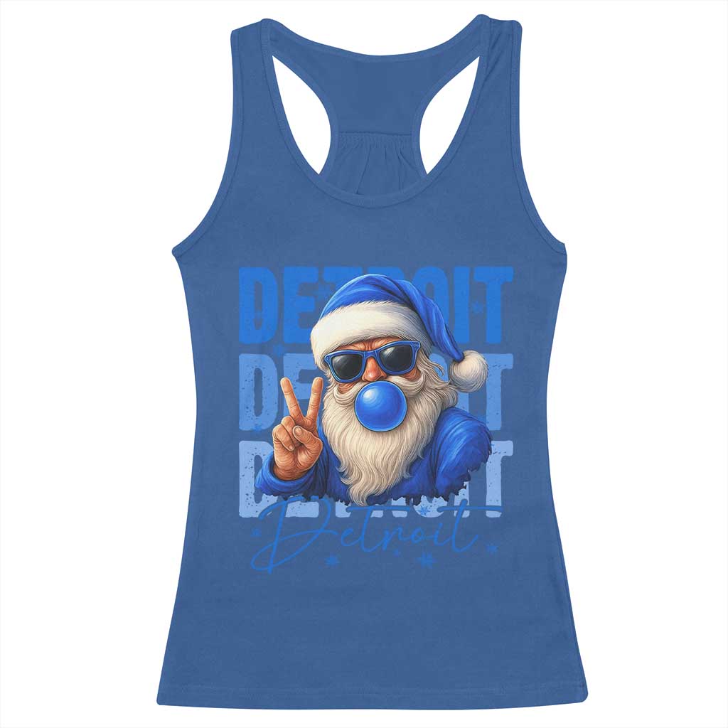 Detroit Football Christmas Racerback Tank Top Santa Retro Lions Fan - Wonder Print Shop