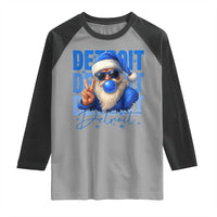Detroit Football Christmas Raglan Shirt Santa Retro Lions Fan - Wonder Print Shop