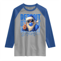Detroit Football Christmas Raglan Shirt Santa Retro Lions Fan - Wonder Print Shop