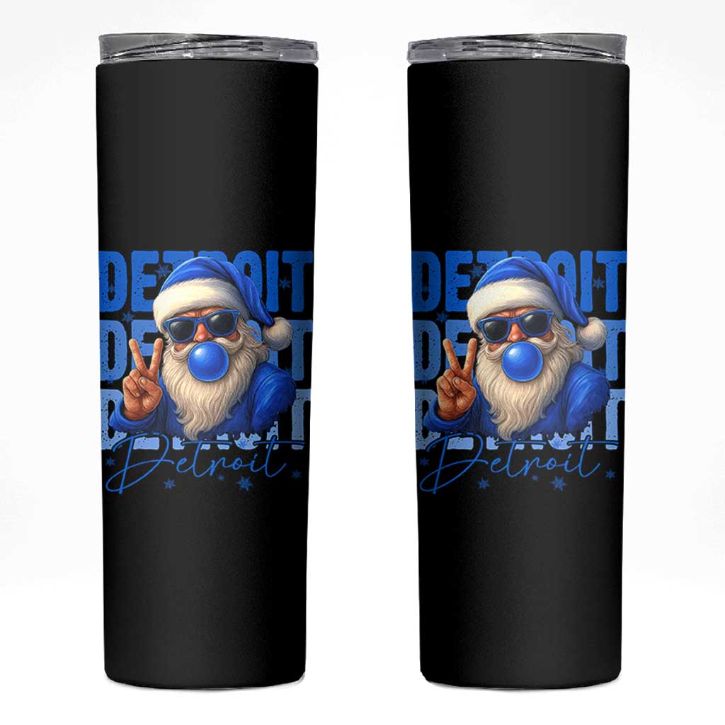 Detroit Football Christmas Skinny Tumbler Santa Retro Lions Fan - Wonder Print Shop