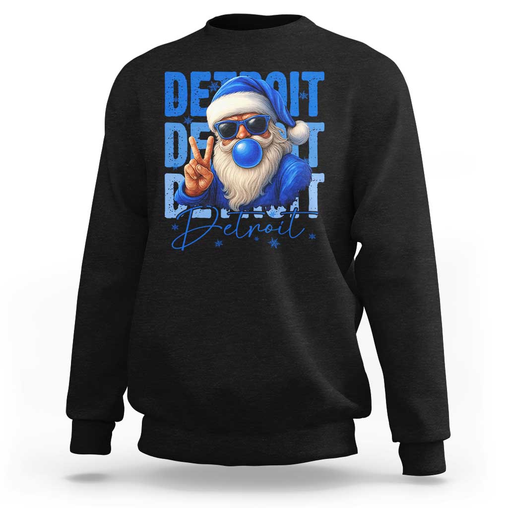 Detroit Football Christmas Sweatshirt Santa Retro Lions Fan - Wonder Print Shop