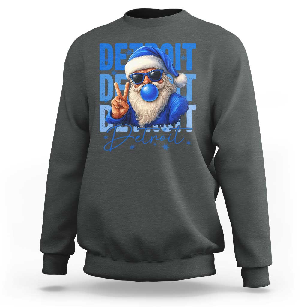 Detroit Football Christmas Sweatshirt Santa Retro Lions Fan - Wonder Print Shop