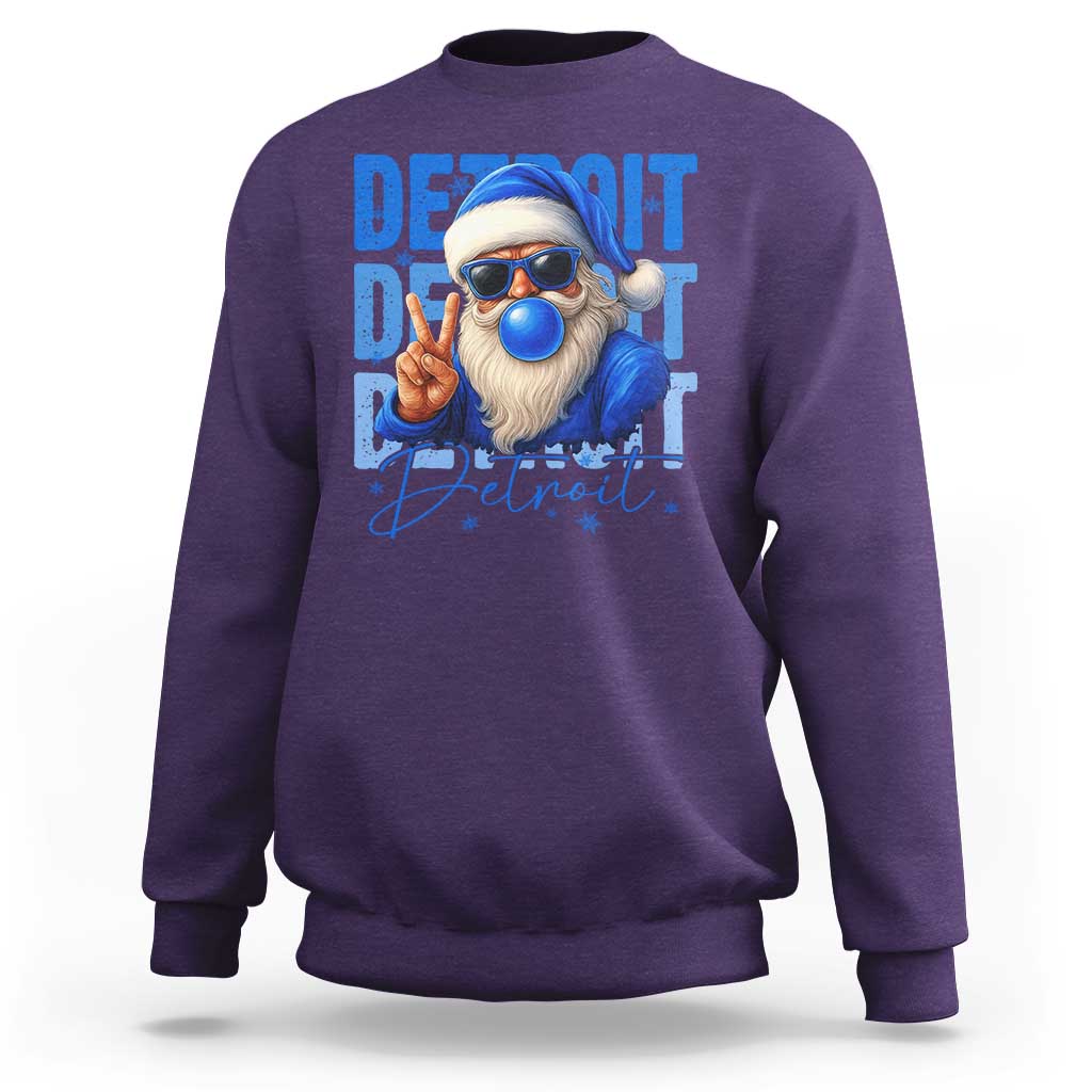 Detroit Football Christmas Sweatshirt Santa Retro Lions Fan - Wonder Print Shop