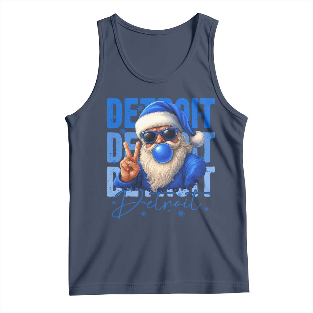 Detroit Football Christmas Tank Top Santa Retro Lions Fan - Wonder Print Shop
