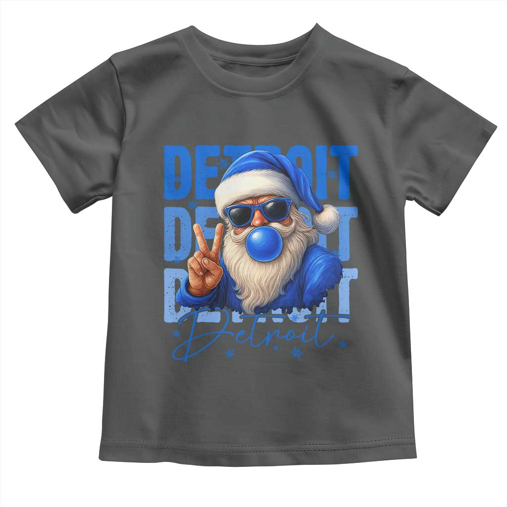 Detroit Football Christmas Toddler T Shirt Santa Retro Lions Fan - Wonder Print Shop