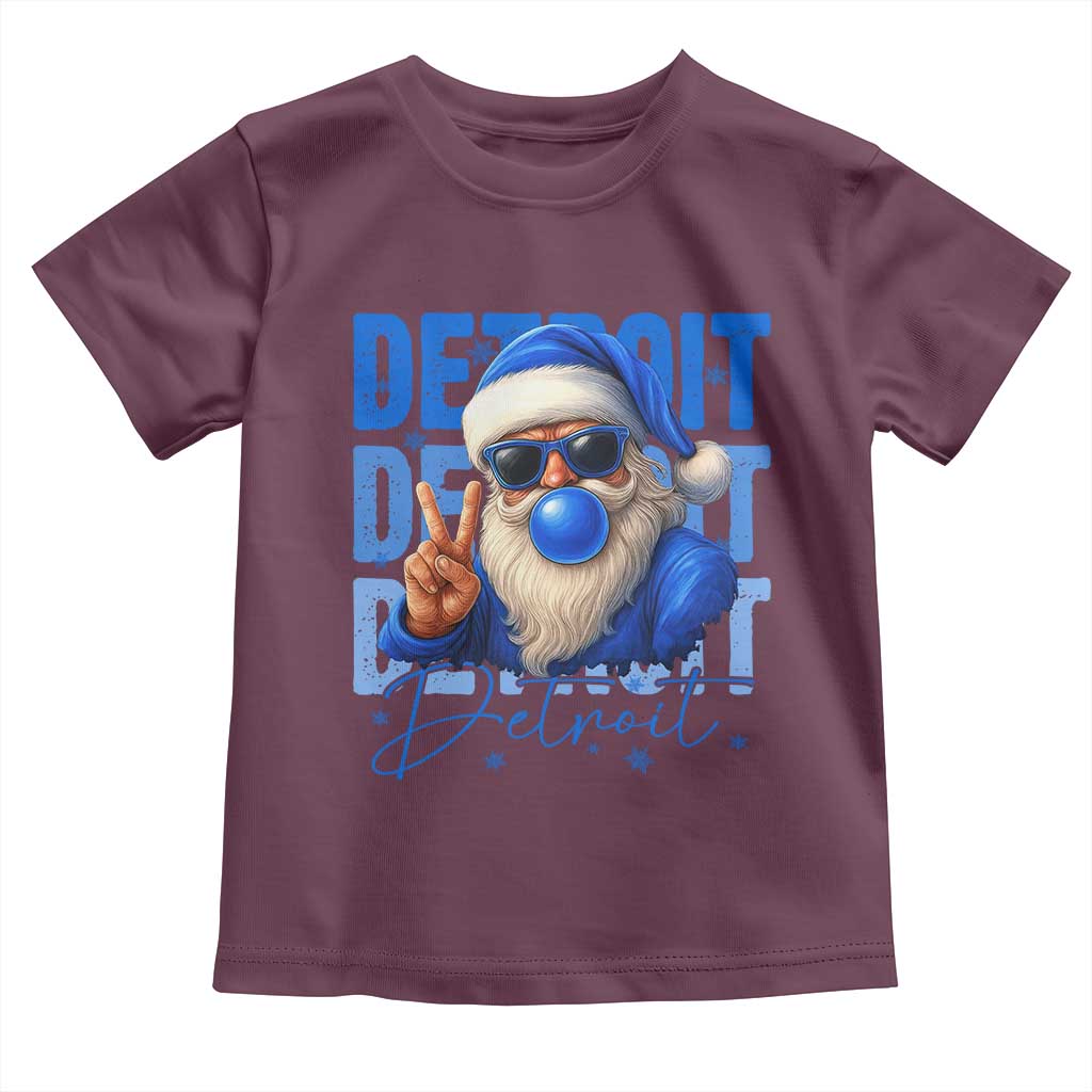 Detroit Football Christmas Toddler T Shirt Santa Retro Lions Fan - Wonder Print Shop