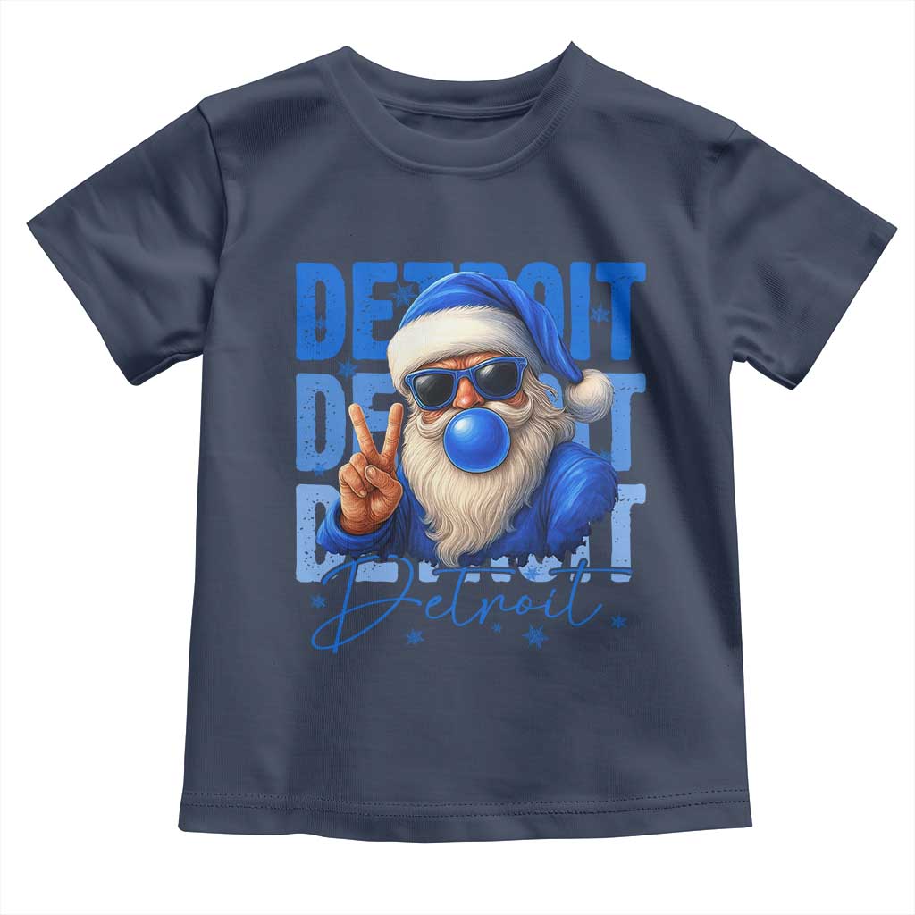 Detroit Football Christmas Toddler T Shirt Santa Retro Lions Fan - Wonder Print Shop