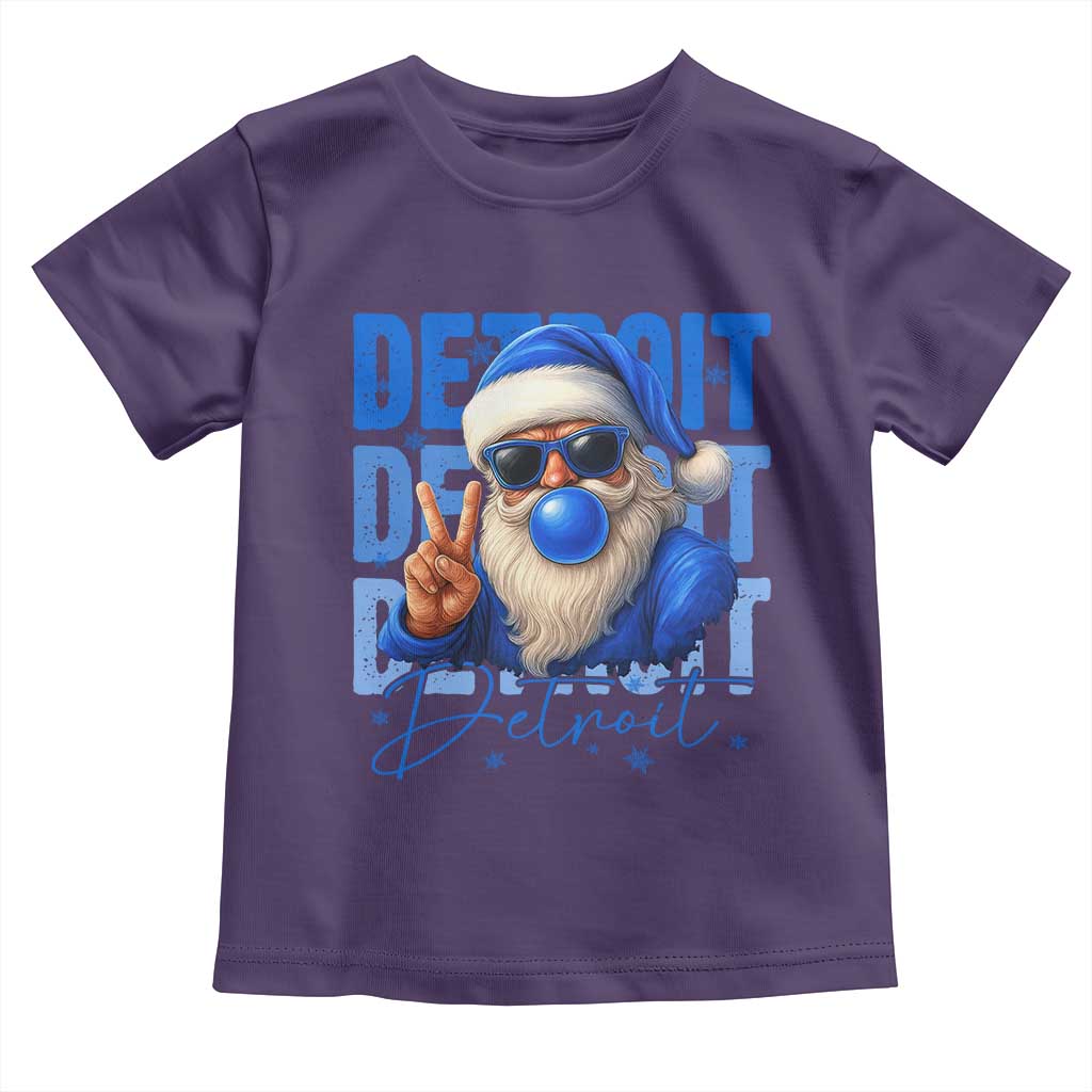 Detroit Football Christmas Toddler T Shirt Santa Retro Lions Fan - Wonder Print Shop