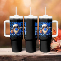 Detroit Football Christmas Tumbler With Handle Santa Retro Lions Fan - Wonder Print Shop