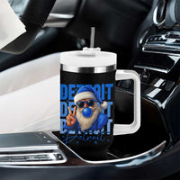 Detroit Football Christmas Tumbler With Handle Santa Retro Lions Fan - Wonder Print Shop