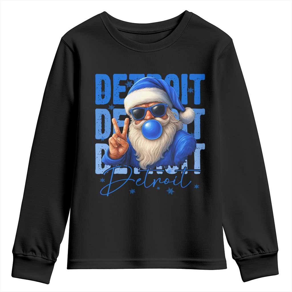 Detroit Football Christmas Youth Sweatshirt Santa Retro Lions Fan - Wonder Print Shop