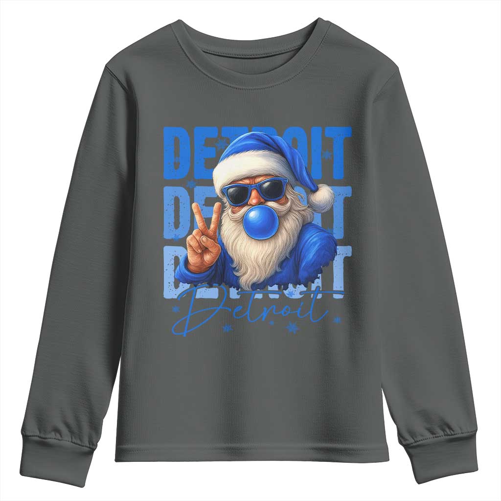Detroit Football Christmas Youth Sweatshirt Santa Retro Lions Fan - Wonder Print Shop