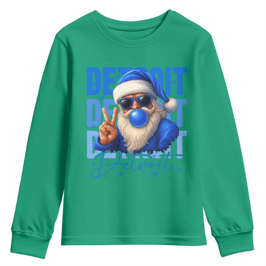 Detroit Football Christmas Youth Sweatshirt Santa Retro Lions Fan - Wonder Print Shop