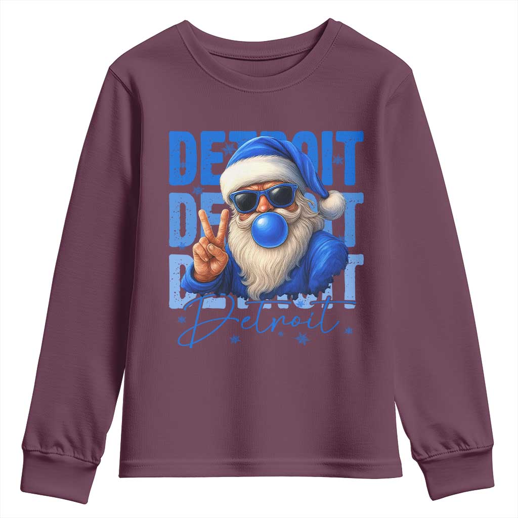 Detroit Football Christmas Youth Sweatshirt Santa Retro Lions Fan - Wonder Print Shop